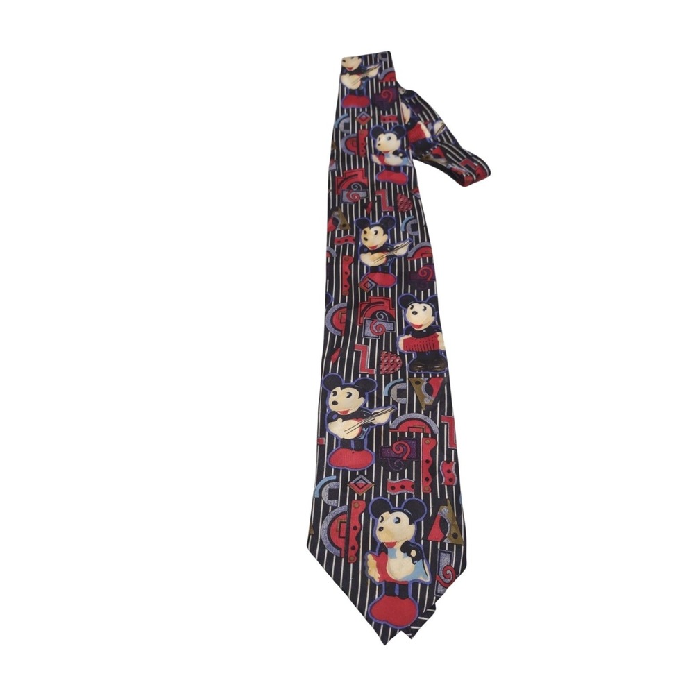 Disney Mickey Mouse Musical Tie By Atlas Design Black Multi Color Necktie‎